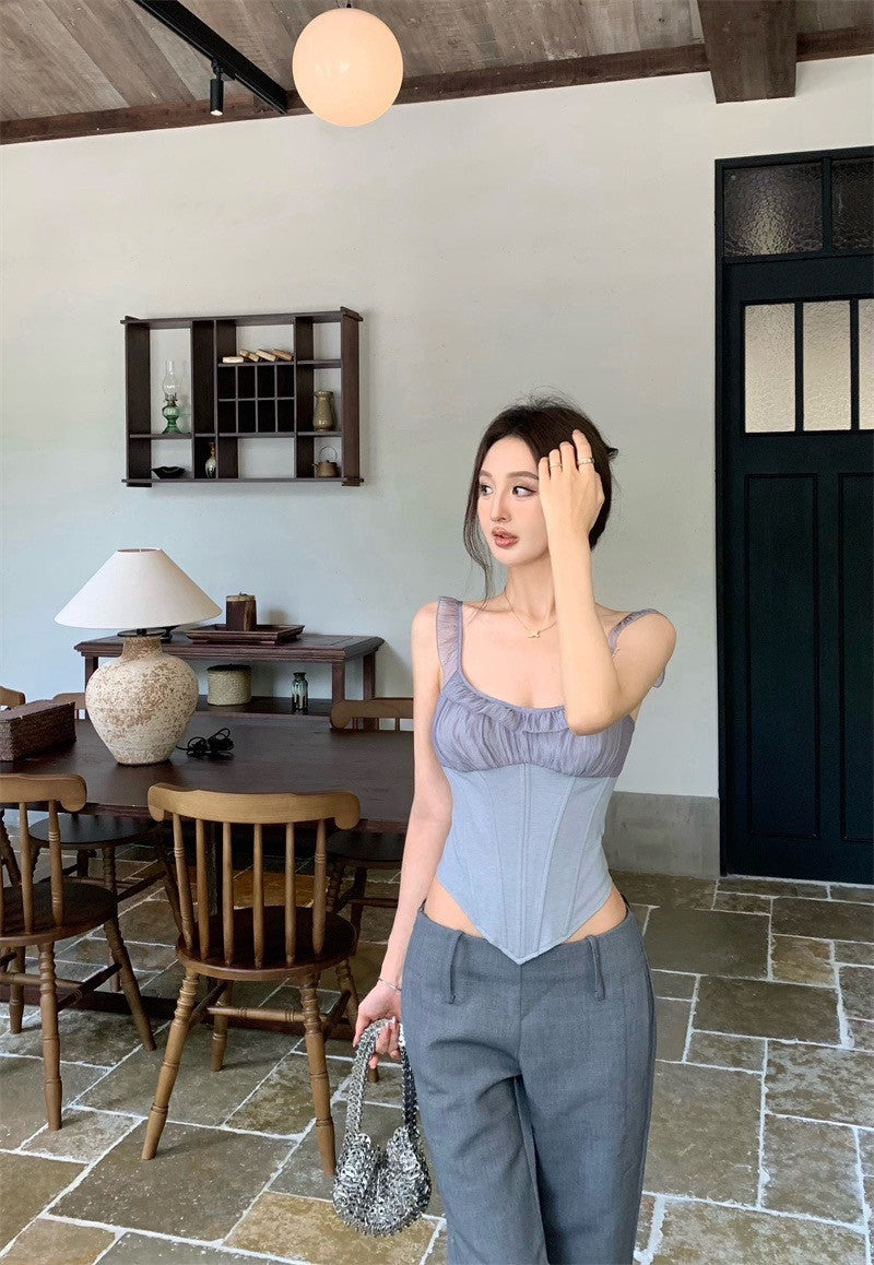 25Jul. 純欲甜妹 宮廷褶皺馬甲背心 空調開衫