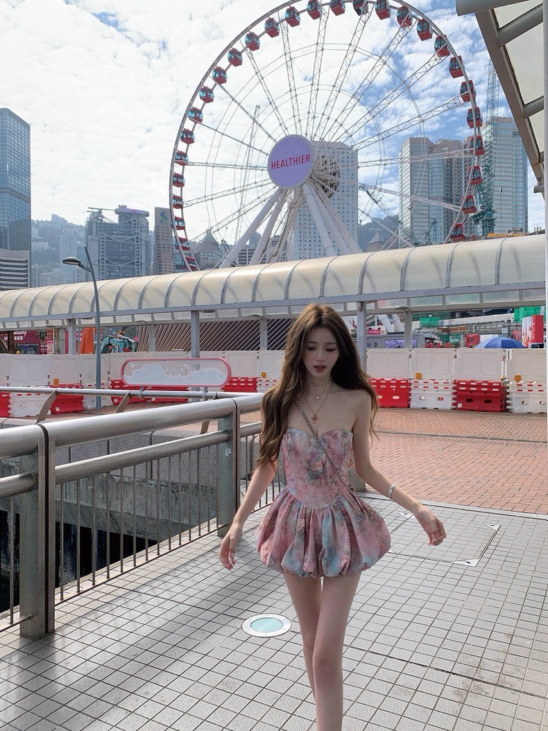 26Apr. 白蘭地花神復古抹胸碎花套裝