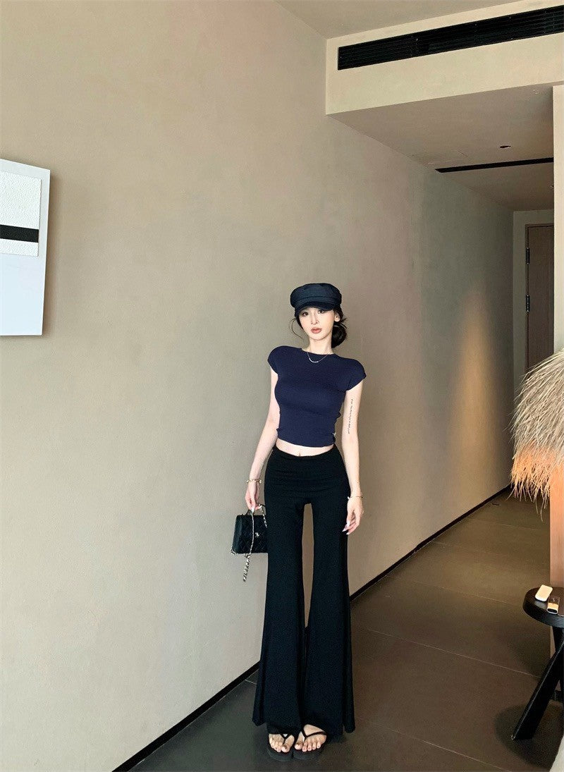 25Jul. 甜心側擊 正肩蝴蝶結露腰修身上衣 藍