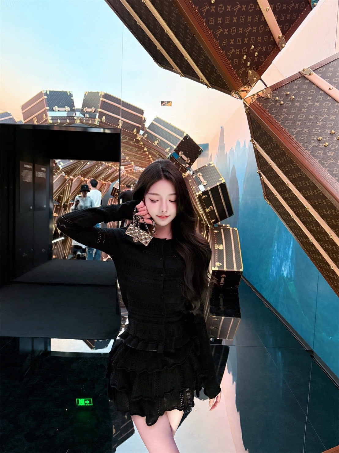 25Sep. Black Doll優雅黑天鵝針織開衫半身裙套裝