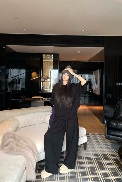 26Jan. Lazy hoodie羊毛雲朵美式過冬套裝 深黑