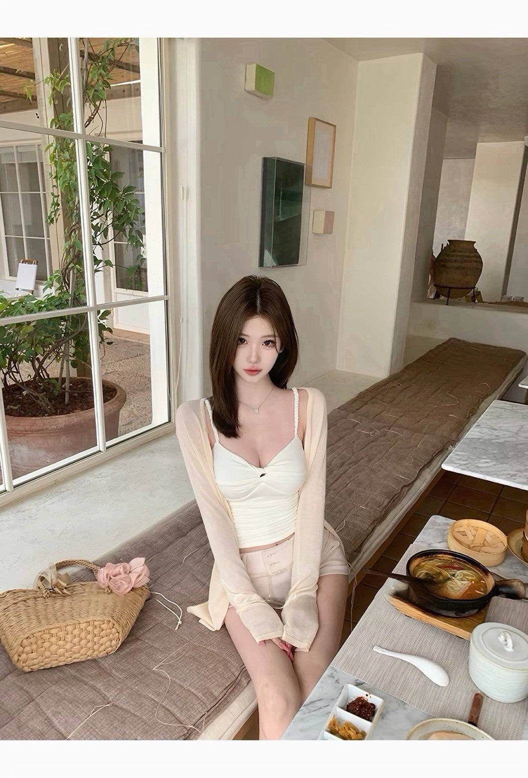 26Jun. 微醺純慾扭結花繩背心 藍/杏/灰