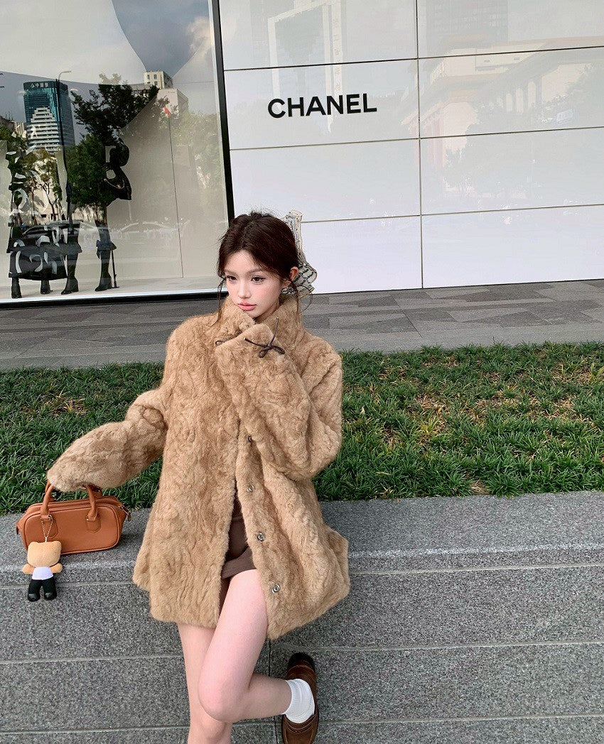 25Dec. Teddy熊毛毛韓系柔軟寬鬆外套 泰迪棕/灰