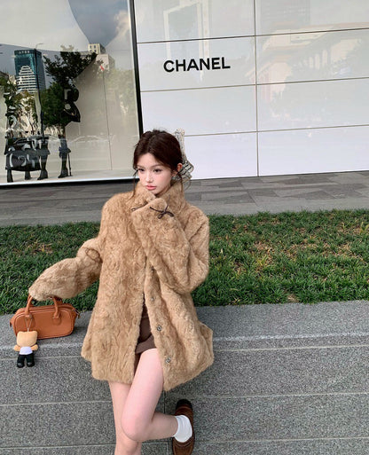 25Dec. Teddy熊毛毛韓系柔軟寬鬆外套 泰迪棕/灰