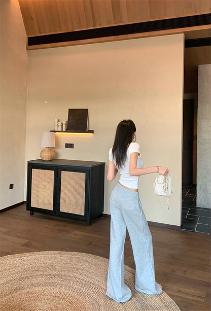 May. RO系列高腰休閒褲 必入V領顯瘦上衣 白/黑