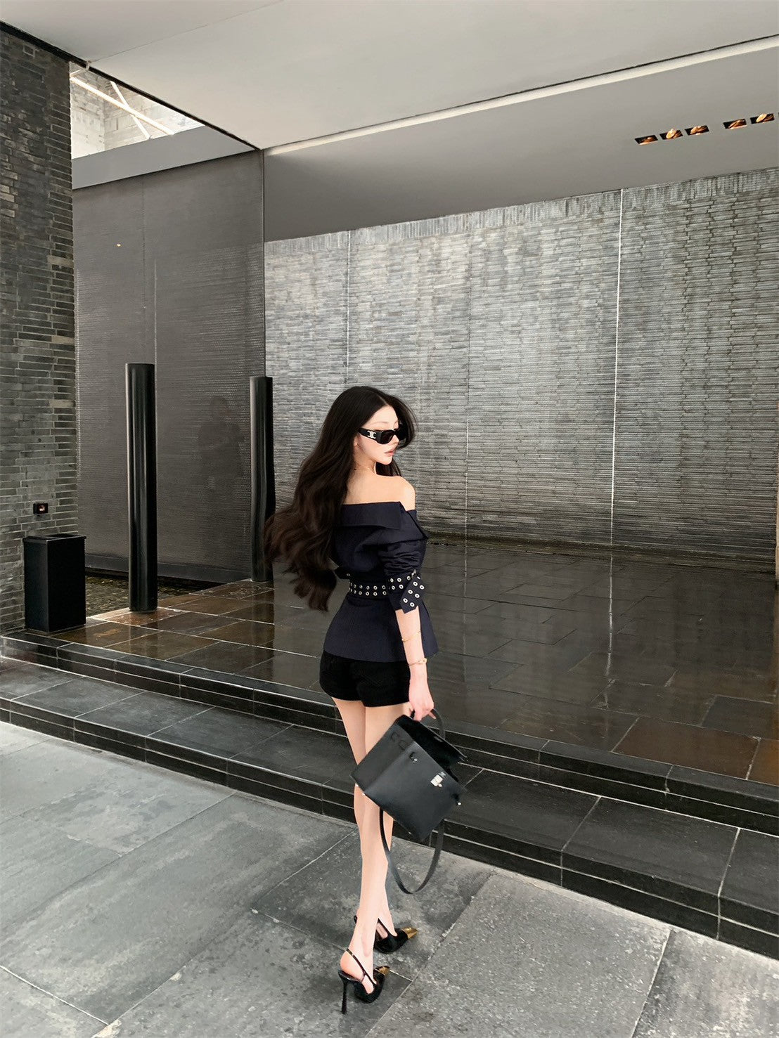 25Oct. 經濟上美學MAR*GONG雙排扣風衣外套套裝 藏藍配黑褲