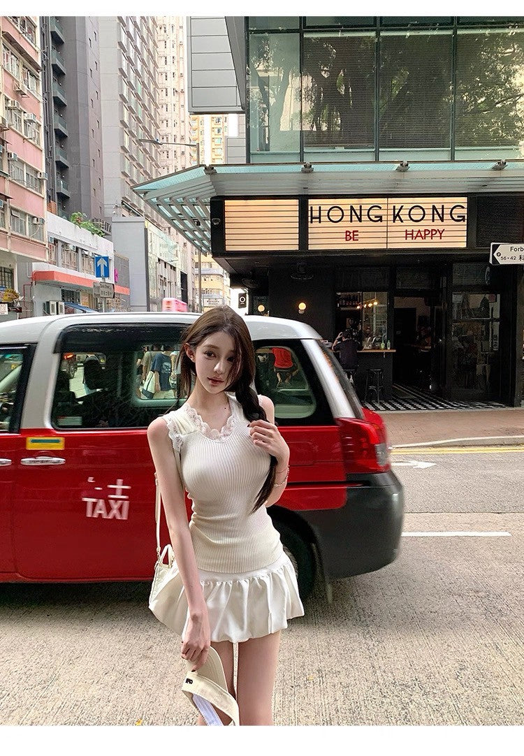 25Sep. 溫柔掛高密不透紗針織蕾絲背心