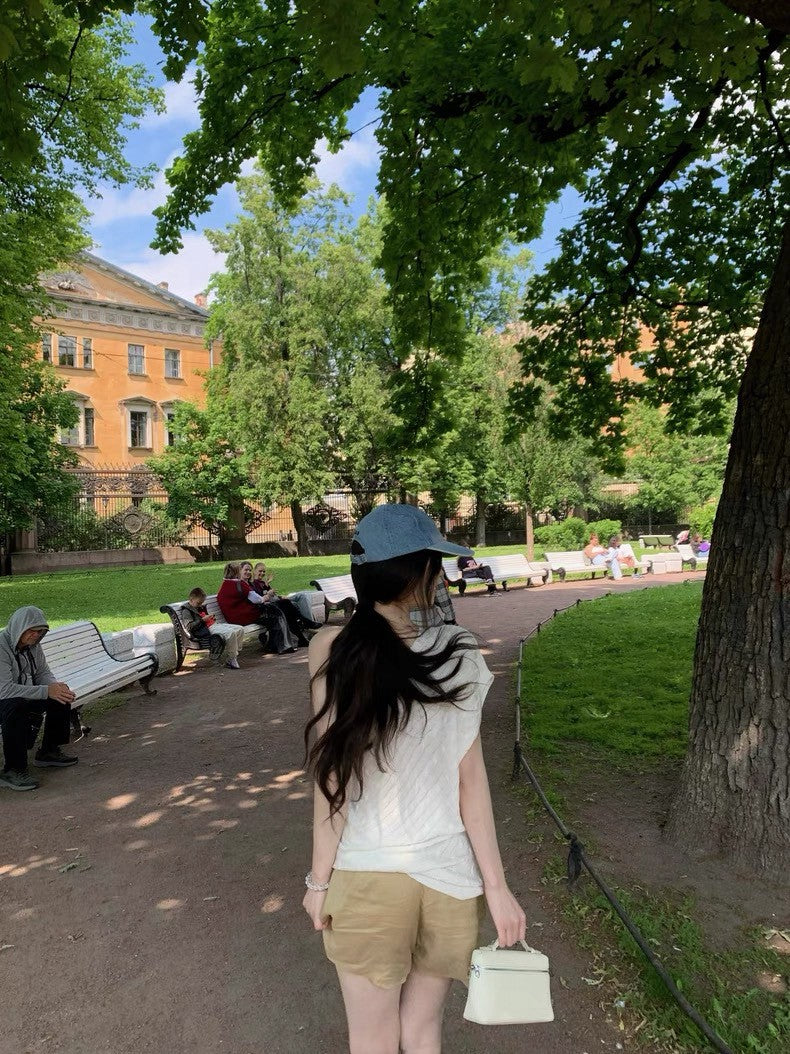 25Aug. 拉夫vintage勞倫單肩針織上衣 白/黃