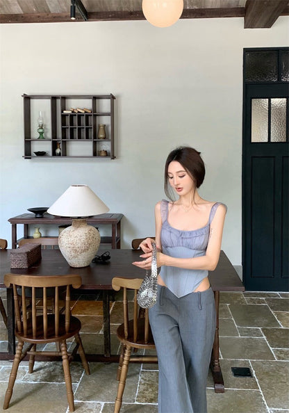 25Jul. 純欲甜妹 宮廷褶皺馬甲背心 空調開衫