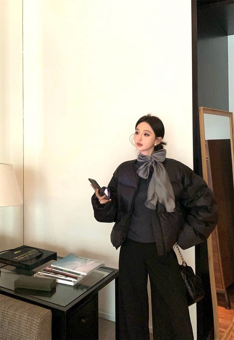 Feb. 內搭高手 綁帶蝴蝶領純色長袖上衣 灰