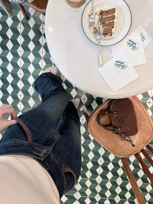 25Dec. 燈芯絨拼接水洗白原色牛仔褲