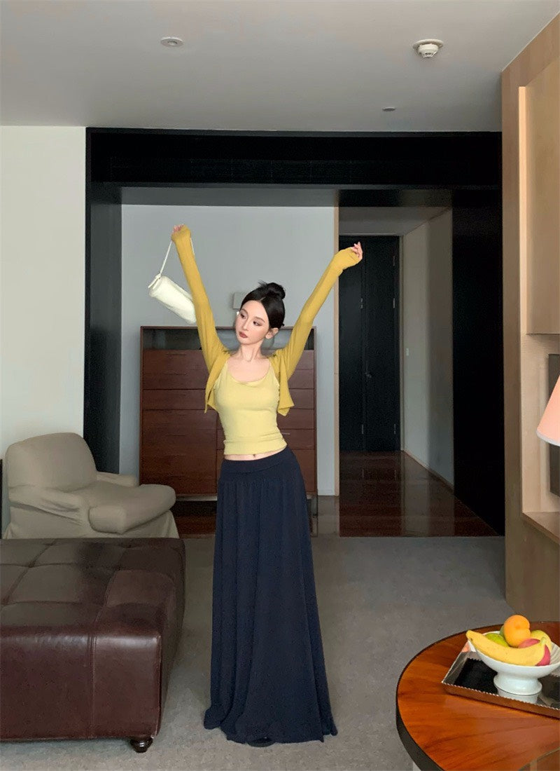 25Nov. 清爽藍系列-基礎通勤百搭單品多色選上衣/藍色棉質半身裙