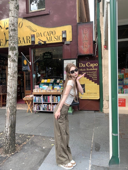 Mar. 百利甜心 復古撞色碎花V領上衣 可可梗