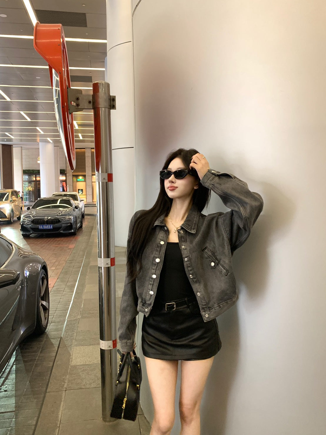 25Dec. 美式酷妹刷灰字母機車外套