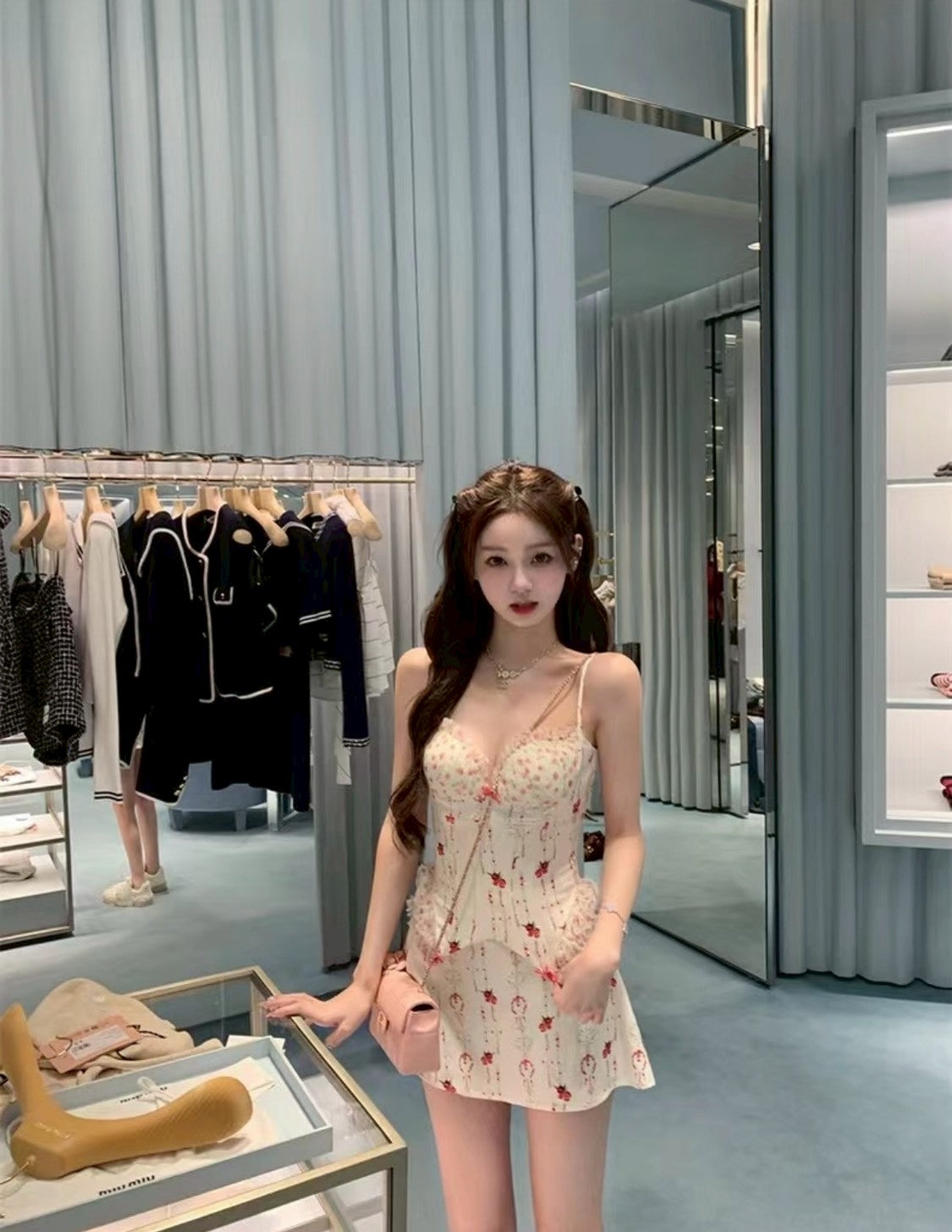 26May. 草莓玫瑰 少女碎花魚骨背心半身裙套裝