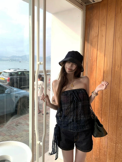 25Oct. 丹寧時光機寬鬆原色高腰牛仔短褲