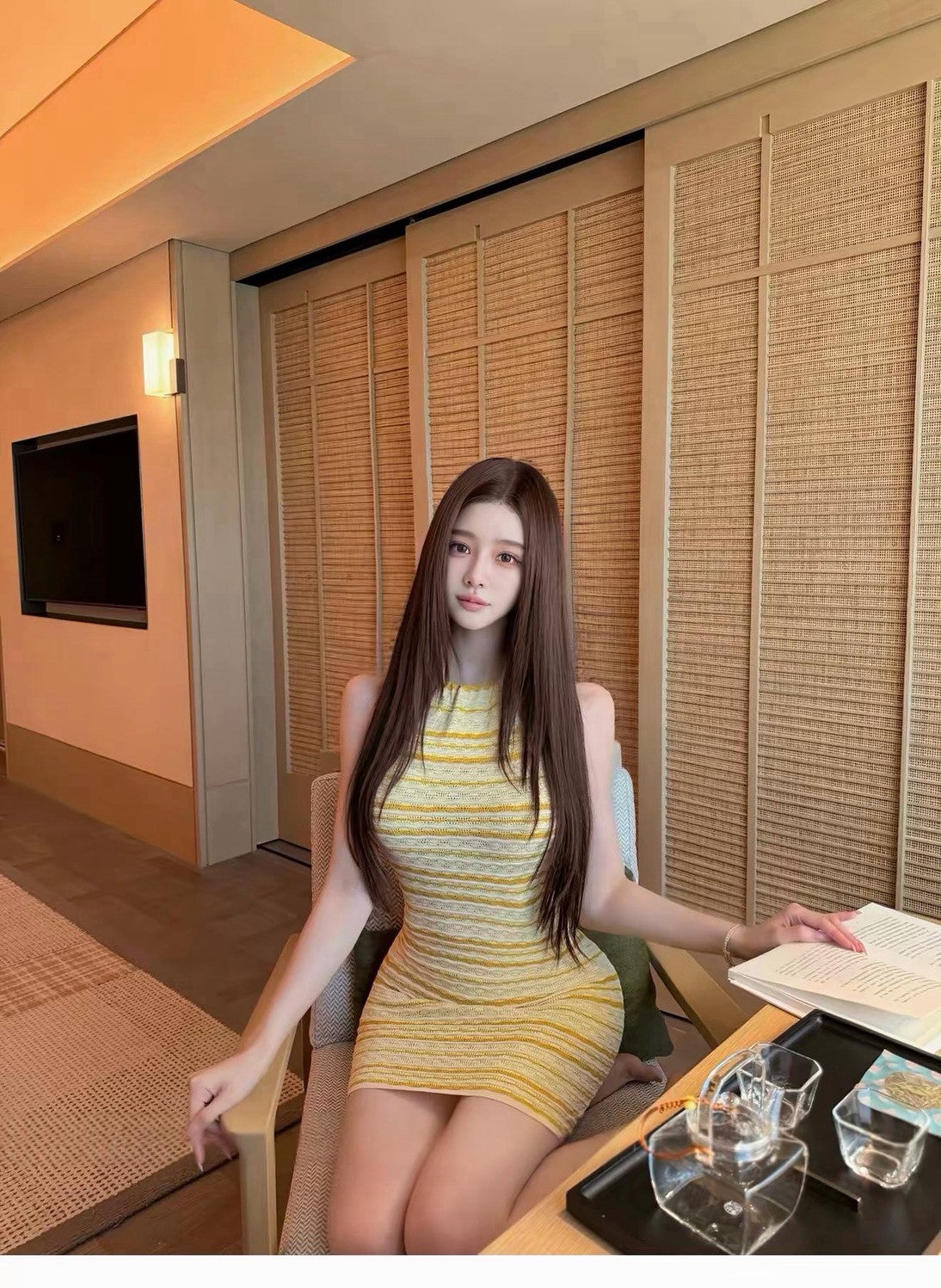 26Jul. C*lt Gaia性感挖背綁帶包臀裙 明媚黃