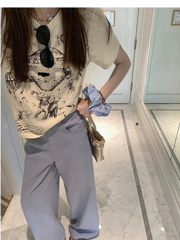 Aug. 私服 雪花棉親膚柔軟Di*r圖案印花上衣