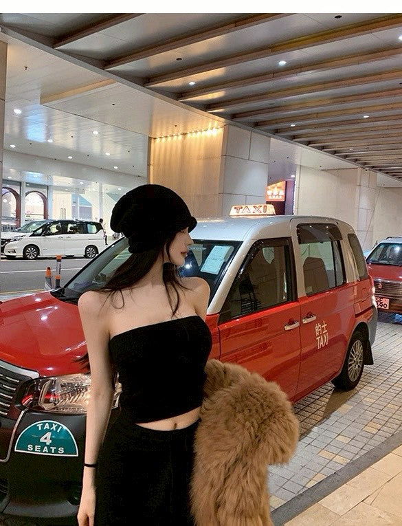 25Dec. 美式辣妹粗針百搭彈力抹胸 黑