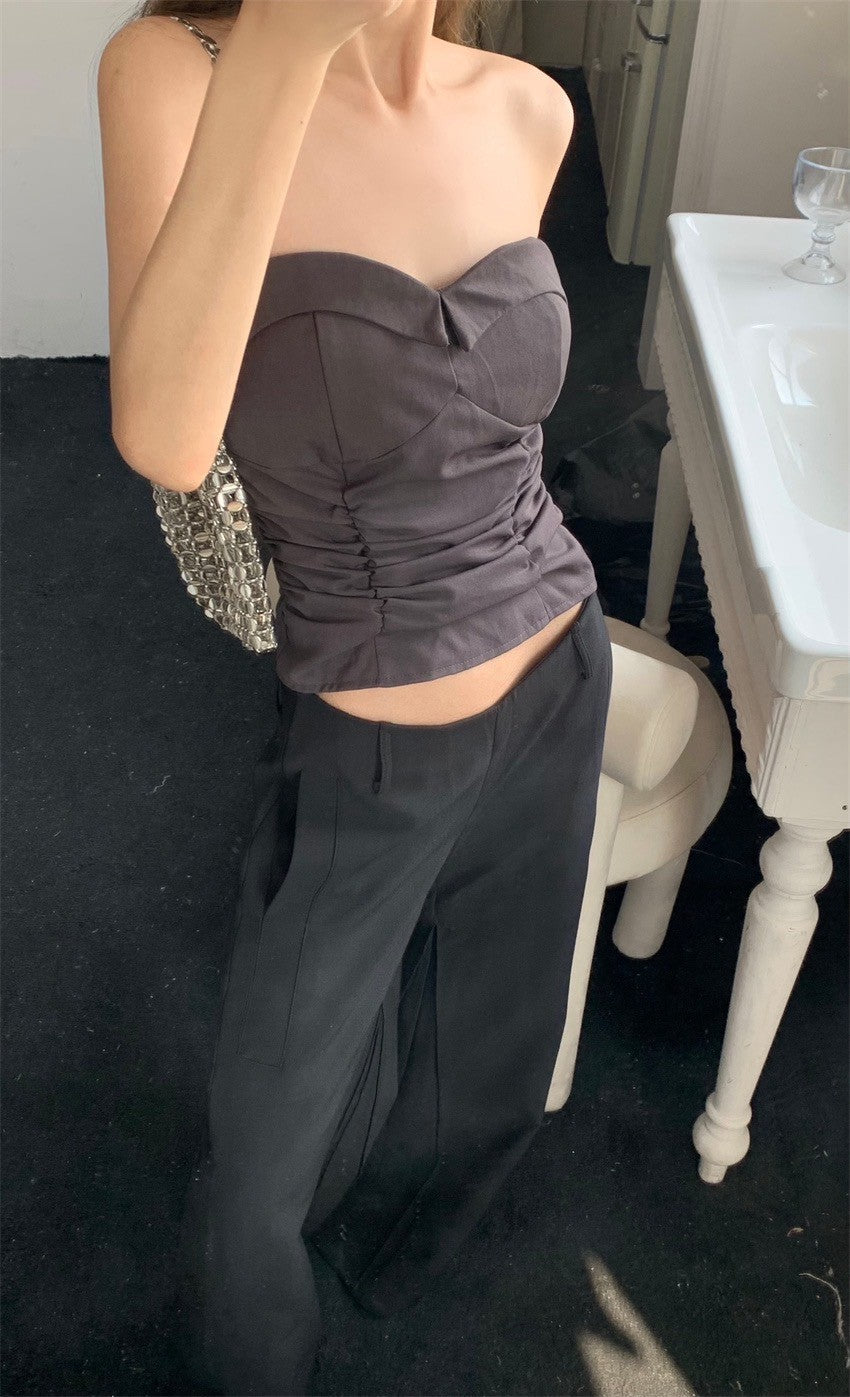 25Jul. 高級西裝修身抹胸（帶胸墊）灰