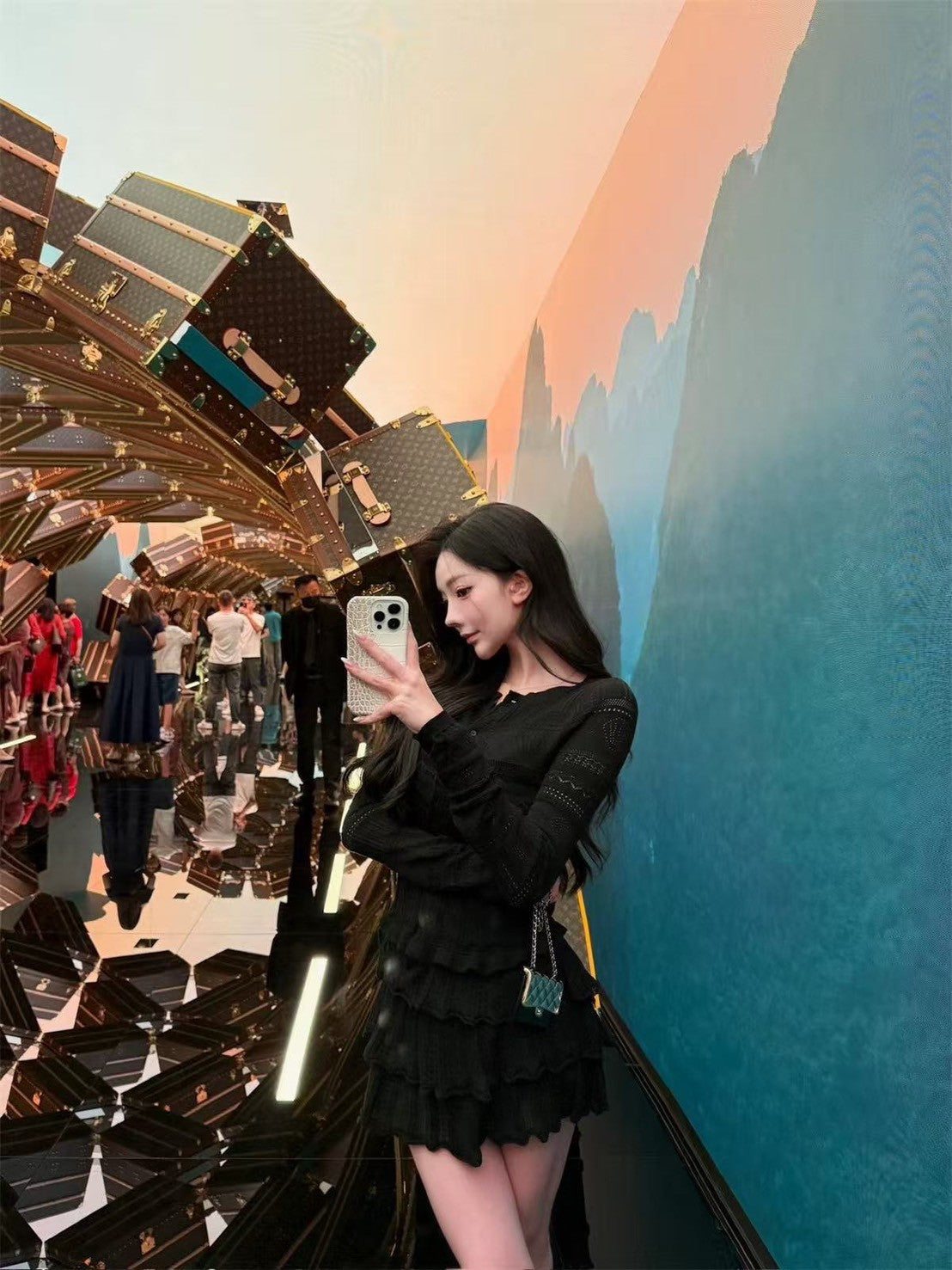 25Sep. Black Doll優雅黑天鵝針織開衫半身裙套裝