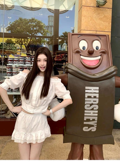 25Aug. 天使之吻初戀白色荷葉一字領套裝