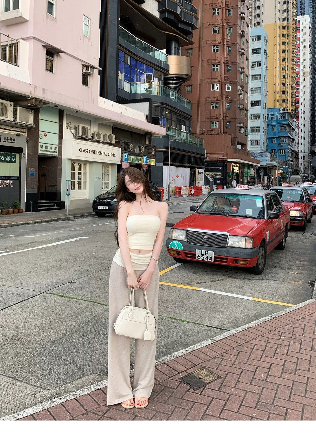 26Sep. 靜白氧氣拼色休閒褲套裝 卡