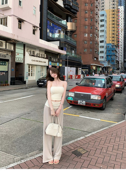 26Sep. 靜白氧氣拼色休閒褲套裝 卡