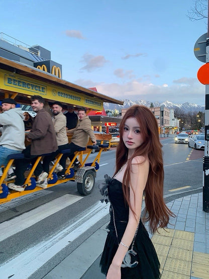 26Apr. 捕夢少女 少女層次感花紗抹胸套裝 黑