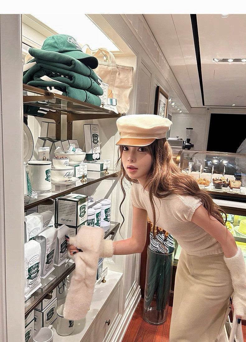 25Dec. 天菜女友嗲欲圓領直肩針織上衣（附手袖）白/黑