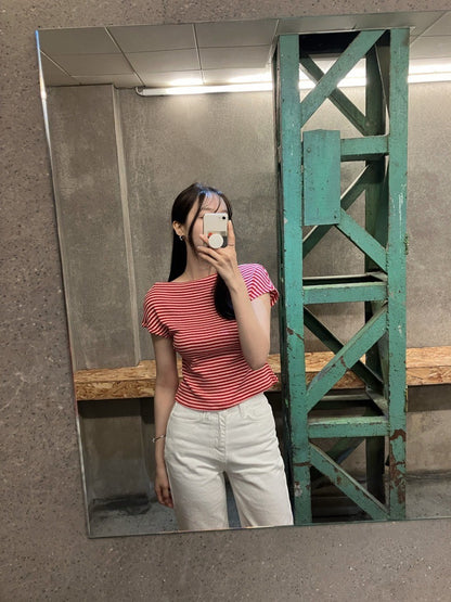 Oct. 簡約領 百搭露背短袖上衣 5色