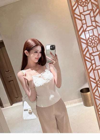 26Apr. 氣質仙女*柔美蕾絲拼接針織背心 白/黑