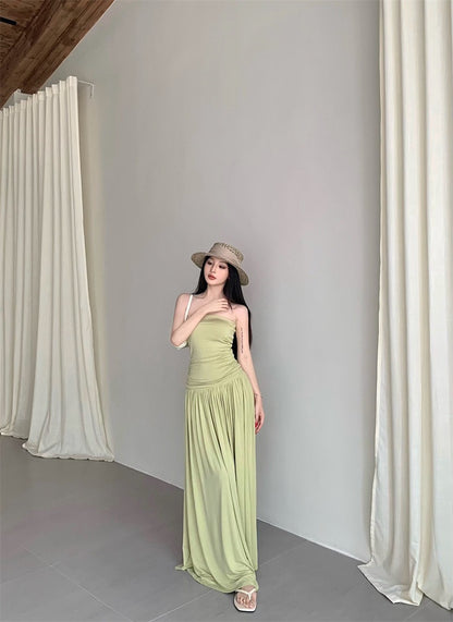 25Nov. 嫩芽紫花百搭打底抹胸半身裙套裝 紫羅花/嫩芽綠