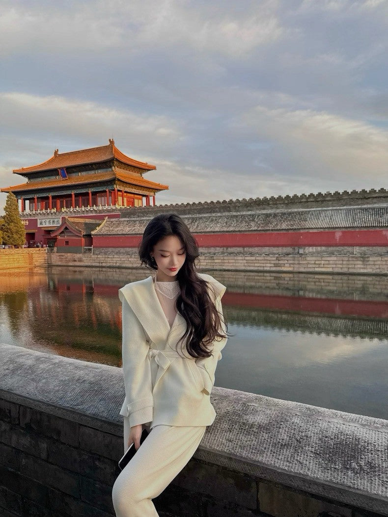 26Jan. 高級感慵懶百搭連帽羊毛大衣 黑/白