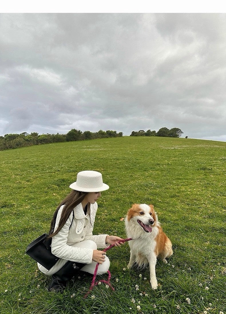 25Dec. Rha1*老錢菱格紋收腰羽絨外套 白