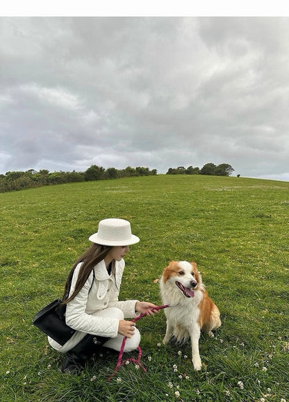 25Dec. Rha1*老錢菱格紋收腰羽絨外套 白