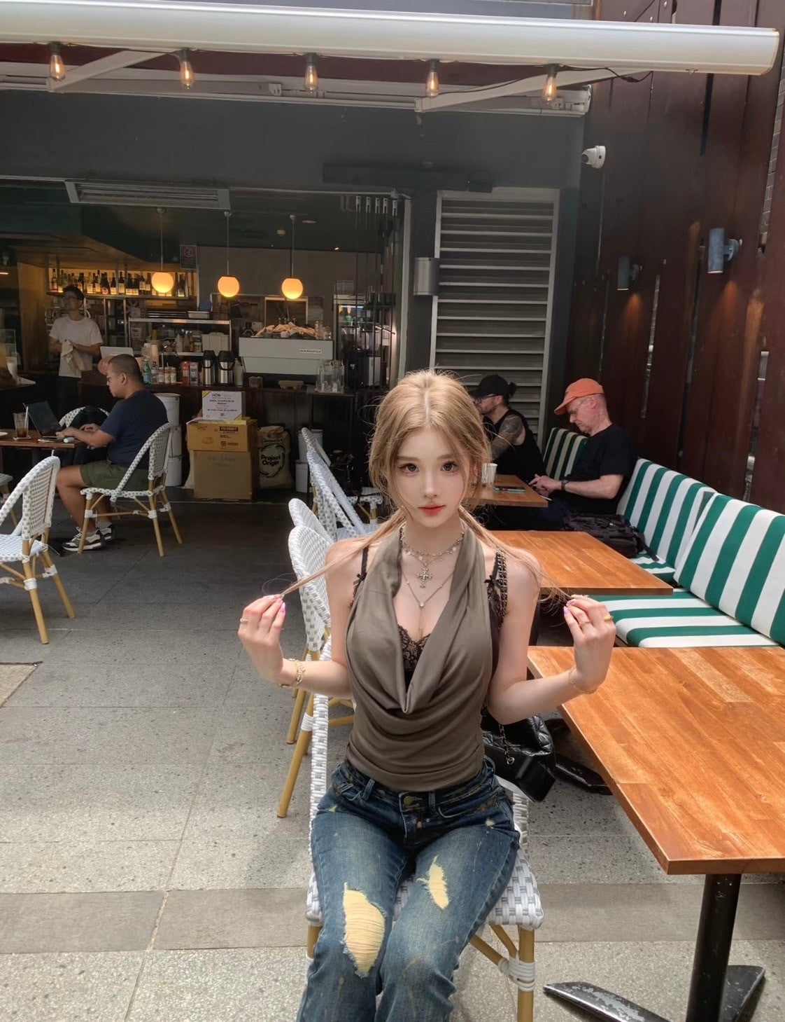 Mar. 野性代碼 美系辣妹蘯領背心 綠