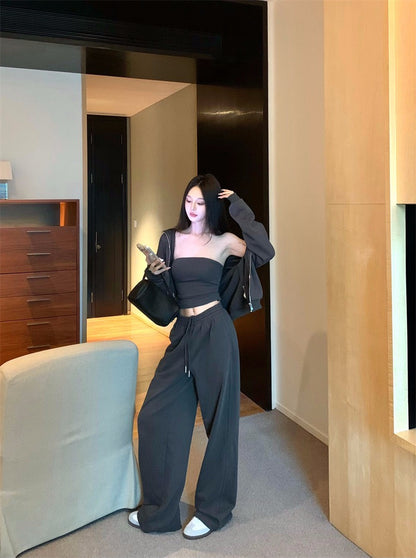 25Nov. 美式隨性純色連帽衛衣休閒褲套裝 石墨灰