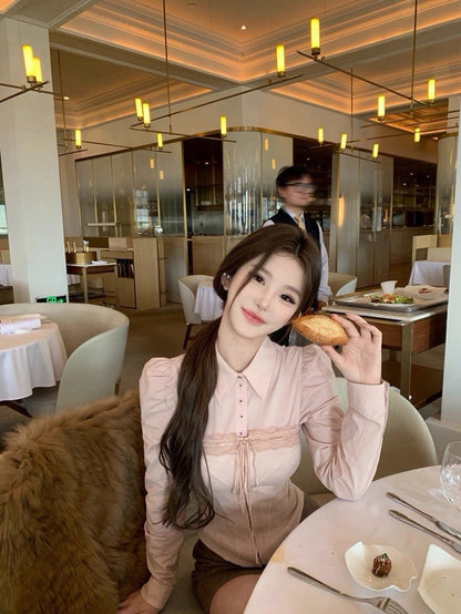 26Jan. Julia少女甜心宮廷風襯衫/蕾絲抹胸 粉色系