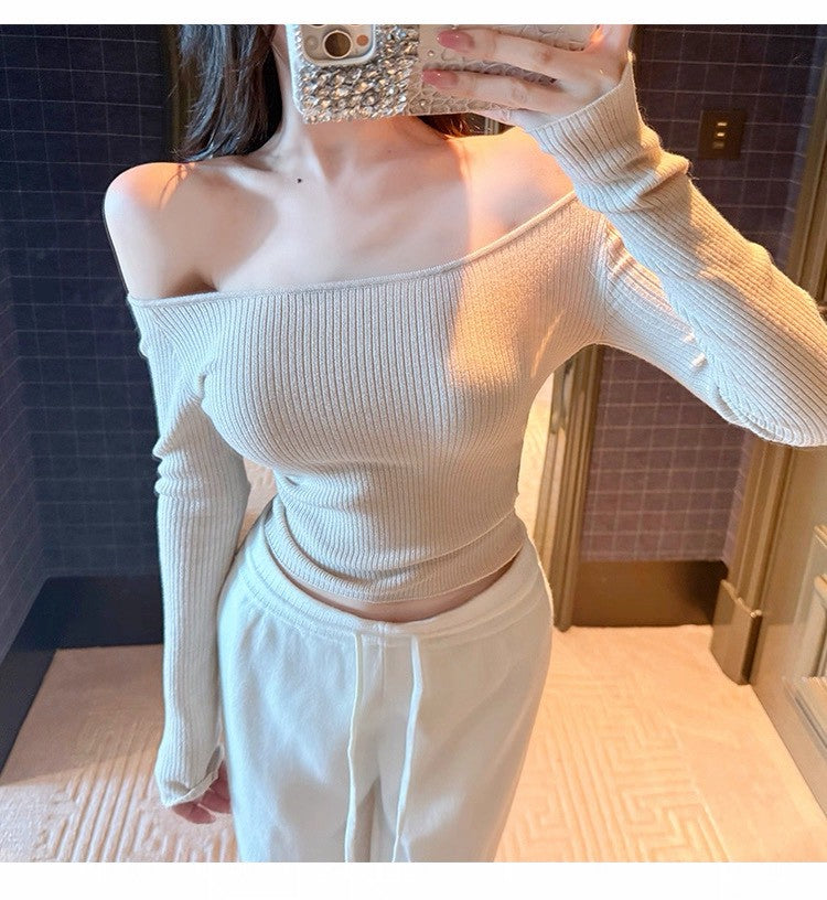 25Dec. 純慾特調 冬款豎坑高彈一字領上衣 卡色