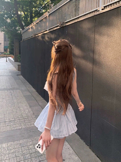 25Aug. 蒂絲學姐條紋修身收腰背心短褲套裝