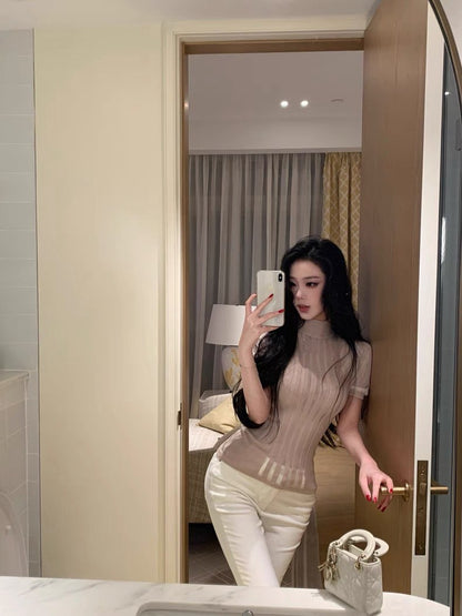 25Aug. 夢幻Franc*高奢時尚豎條感上衣 粉