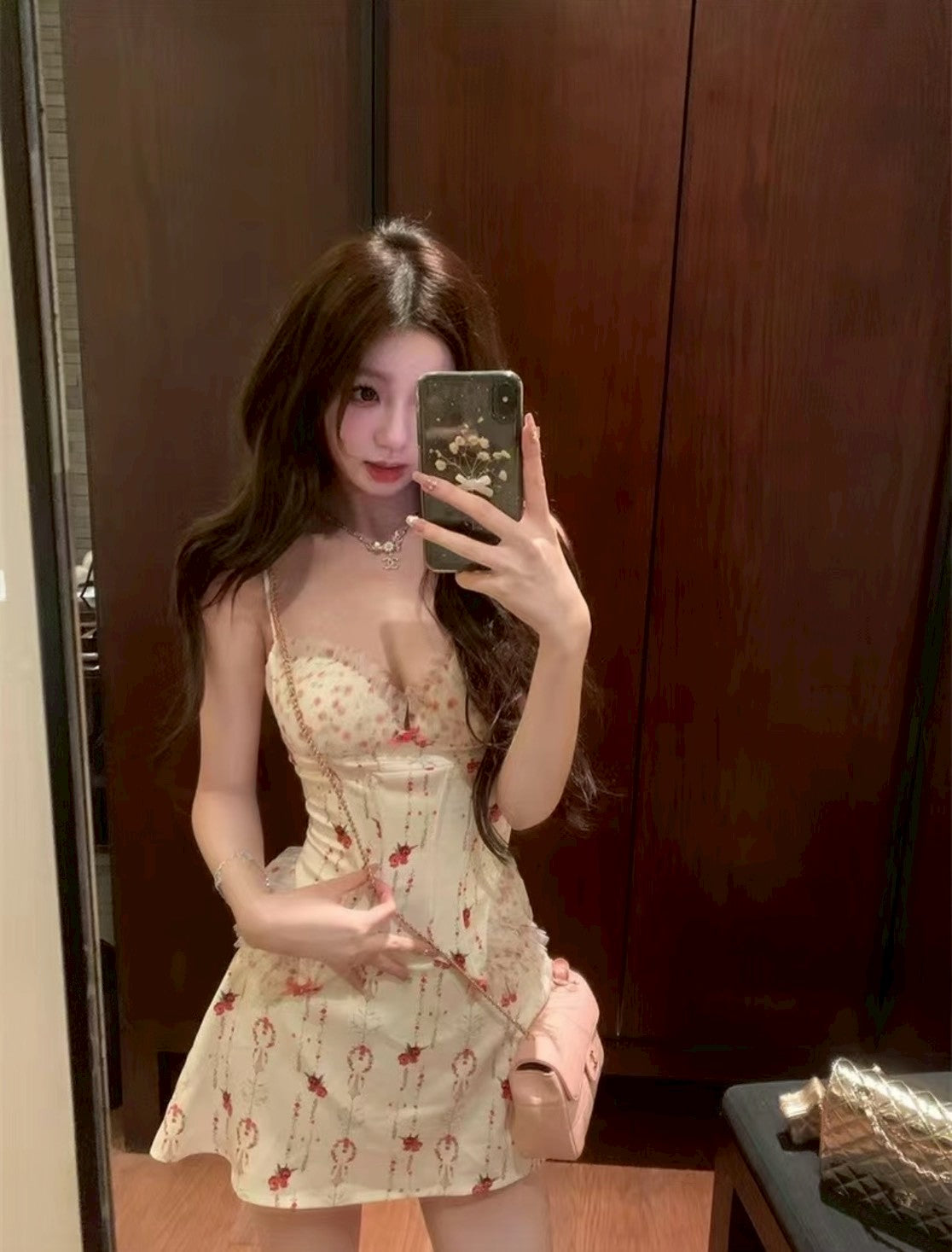 26May. 草莓玫瑰 少女碎花魚骨背心半身裙套裝