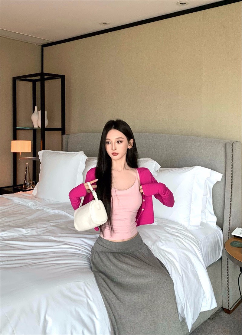 25Nov. 粉系列-基礎通勤百搭單品多色選上衣/灰色棉質半身裙