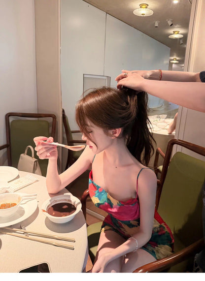 26Jul. 歐美時髦印花渡假小短裙