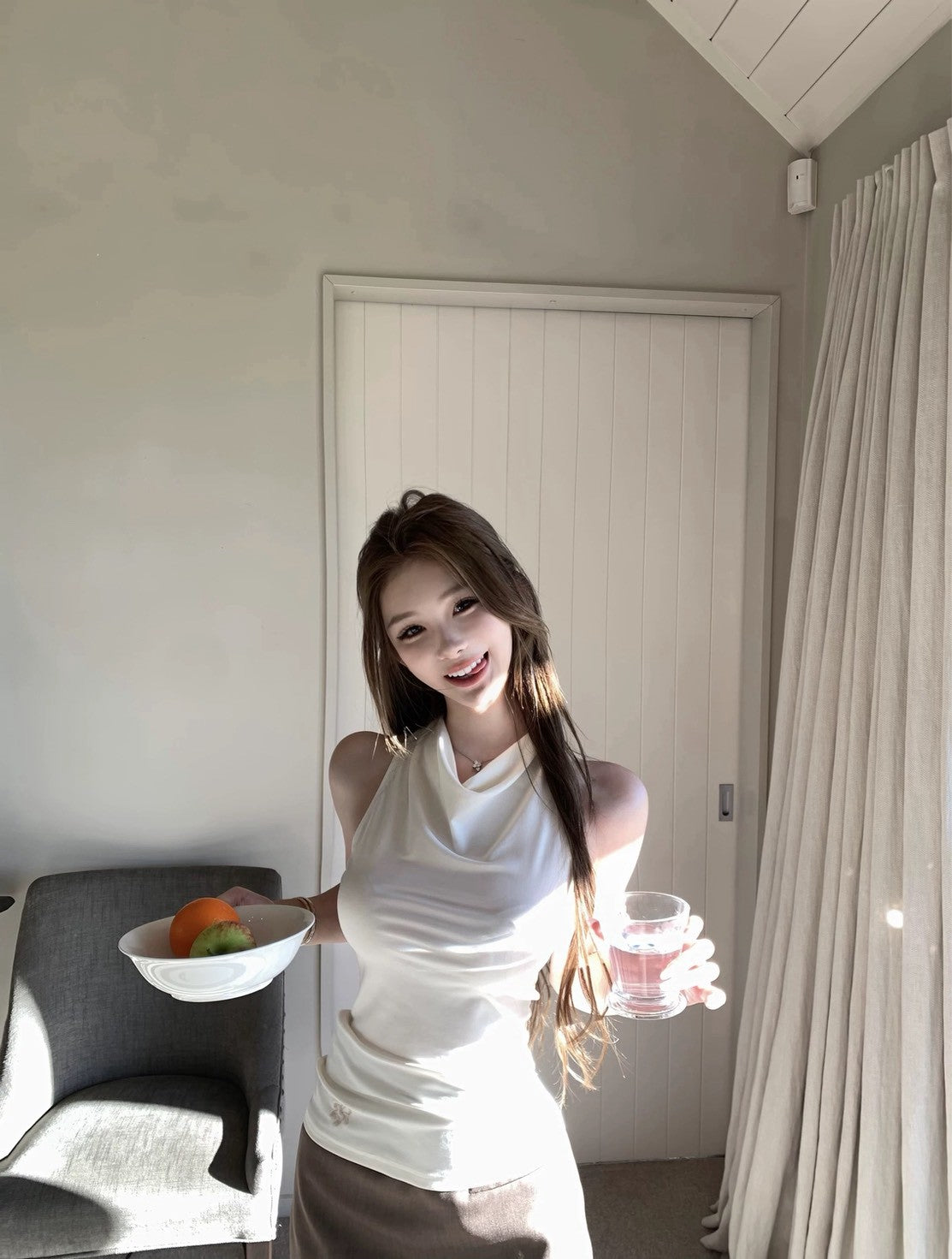 26May. 白枝茉莉 蘯領萊賽爾彈力美背背心 薑黃/白/黑