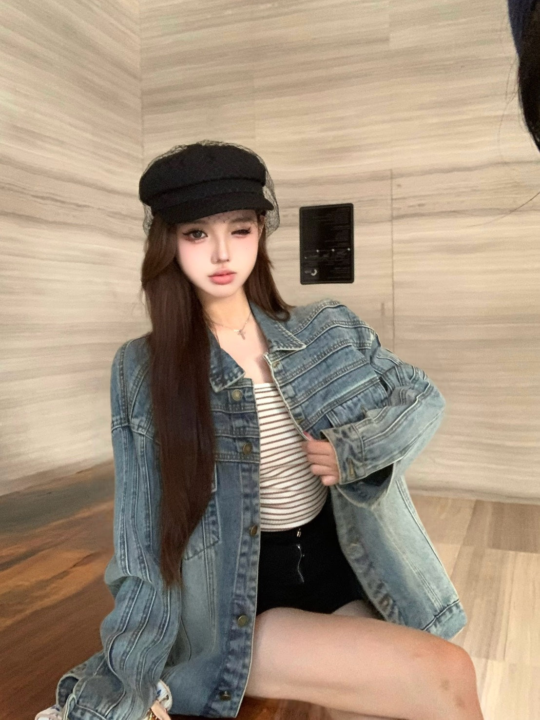 25Dec. Cat步行休閒設計感寬鬆牛仔夾克