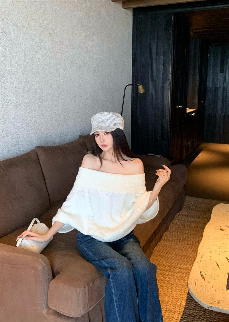 25Nov. 加厚溫柔韓系兩穿麻花針織上衣 米白/卡色