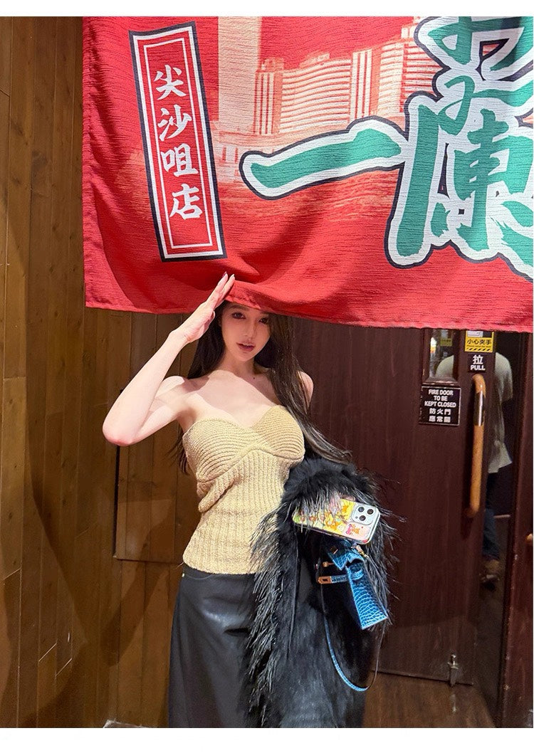 25Nov. 伯爵暖茶針織彈力厚針抹胸