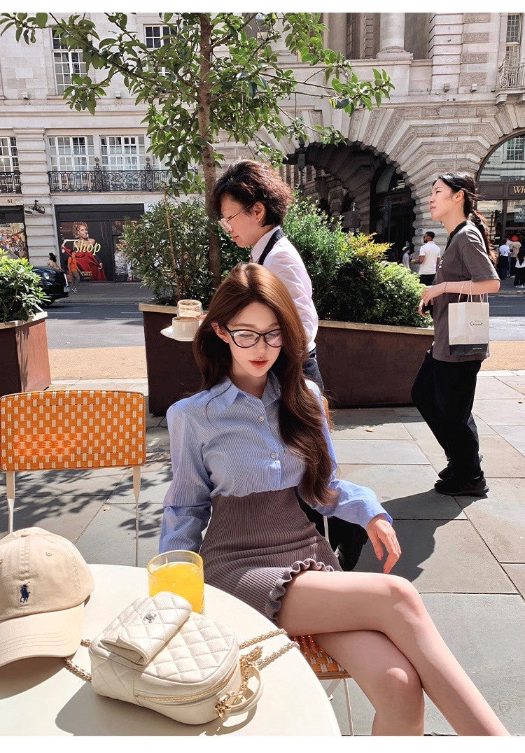 25Oct. 佛羅詠歌 純慾秘書感異材質拼接裙